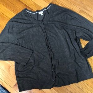 SUSINA Lightweight Full-Button Cardigan Gray Size 4X